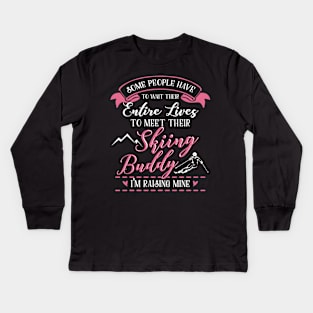 Skiing Buddy/Skiing Mom Kids Long Sleeve T-Shirt